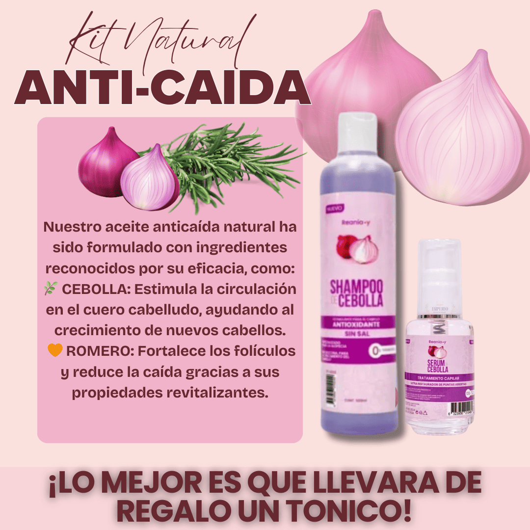 Onia® Shampoo + Serum de cebolla y romero con Tonico de Regalo🎁